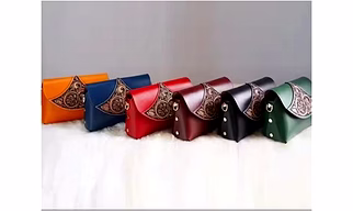 Handcrafted Genuine Leather Tooling Women’s Sling Bag with Floral Embossed Flap, Chain Strap and Compact Design