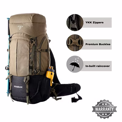 Mbax 60L Internal Fiber Frame Travel Backpack for Hiking Trekking Bag Camping Rucksack for Men &amp; Women with Rain-12760593