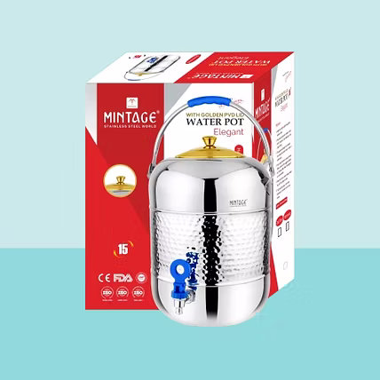 STAINLESS STEEL WATER POT ELEGANT (HAMMERED) 25 LTR-12725539