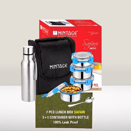 7 PCS LUNCH BOX SAFARI – Lock N Lock Stainless Steel Set with Bottle &amp; Insulated Bag-1