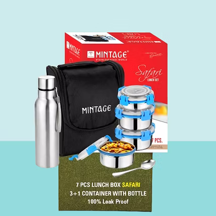 7 PCS LUNCH BOX SAFARI – Lock N Lock Stainless Steel Set with Bottle &amp; Insulated Bag-2