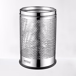 round perforated dual tone dustbin in stainless steel 202