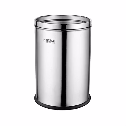 Stainless Steel 202 Solid Dual-Tone Paper Bin Dustbin-5L -7&quot;X10&quot;-1