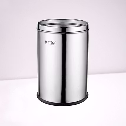 Stainless Steel 202 Solid Dual-Tone Paper Bin Dustbin-5L -7&quot;X10&quot;-2