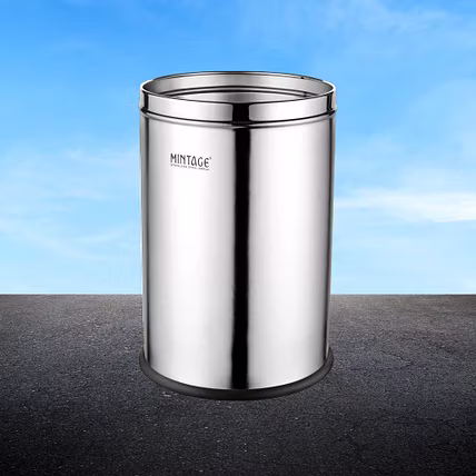 Stainless Steel 202 Solid Dual-Tone Paper Bin Dustbin-5L -7&quot;X10&quot;-3