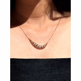 sovrèna 14k solid gold & 0.90ct lab grown diamond lunaria necklace with a cascading multi-link crescent design that shimmers with every movement.