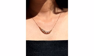 14k solid gold & 0.90Ct Lab grown diamond lunaria necklace with a cascading multi-link crescent design that shimmers with every movement.
