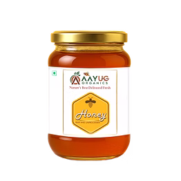 aayug organics organic and raw honey, 100% natural and ayurvedic, rich in vitamins and minerals, helps in curing cough & cold (500 ml)