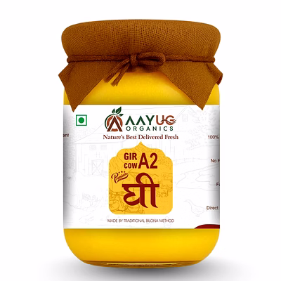 aayug organics a2 gir cow ghee (1 litre) | traditional bilona method a2 gir cow ghee | grassfed, pure cow ghee