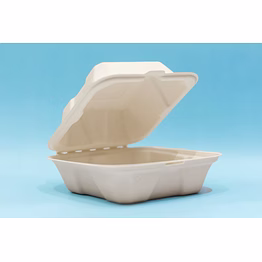6 inch bagasse clamshell box – biodegradable sugarcane pulp takeaway container