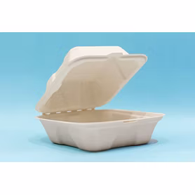 6 Inch Bagasse Clamshell Box – Biodegradable Sugarcane Pulp Takeaway Container