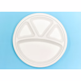 12 inch 4-compartment round bagasse plate – biodegradable sugarcane pulp disposable tableware