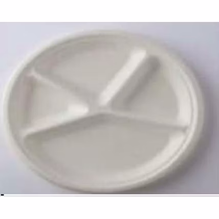 12 Inch 4-Compartment Round Bagasse Plate – Biodegradable Sugarcane Pulp Disposable Tableware-1