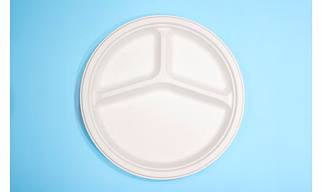 10 Inch 3-Compartment Round Bagasse Plate – Biodegradable Sugarcane Disposable Tableware