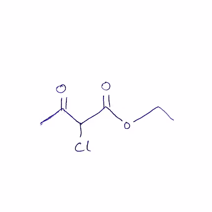 White powder of Ethyl-2-Chloro acetoacetate used as an industrial chemical and API intermediate.  
E