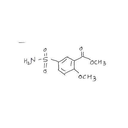 White powder form of Methyl-2-Methoxy-5-sulfamoyl Benzoate (MSMB) used as an industrial chemical and