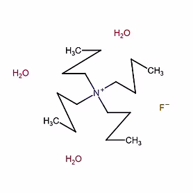 White powder form of Tetrabutylammonium fluoride trihydrate used as an industrial chemical and API i