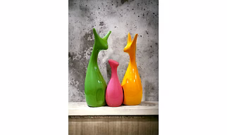 Colorful Abstract Cat Trio Ceramic Set