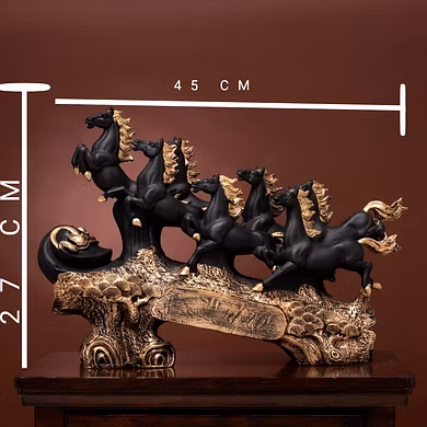 Elegant Black Galloping Horses Sculpture-4
