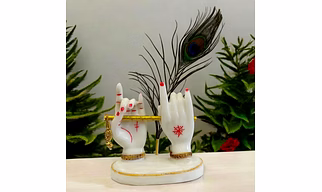 Krishna Flute and Peacock Feather Handcrafted Figurine – Divine Home Decor by P&R Groups