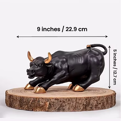 Dynamic Black Charging Bull Figurine with Gold Accents – Powerful Home Decor by P&amp;R Groups-4