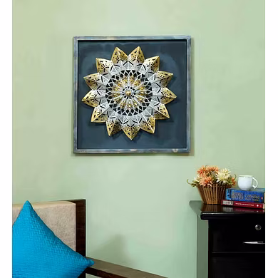 Intricate Golden Mandala Wall Art – Elegant Metal Decor by P&amp;R Groups-12726627