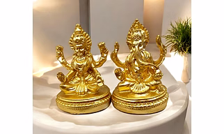 Golden Lakshmi and Ganesha Idol Set – Auspicious Home Decor by P&R Groups
