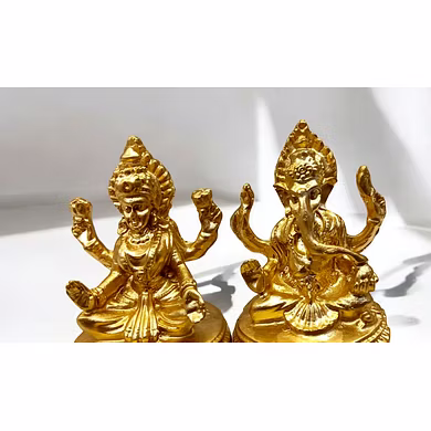 Golden Lakshmi and Ganesha Idol Set – Auspicious Home Decor by P&amp;R Groups-1