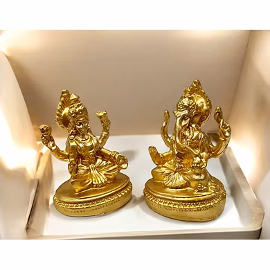 Golden Lakshmi and Ganesha Idol Set – Auspicious Home Decor by P&amp;R Groups-2