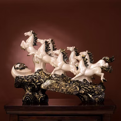 Majestic Eight Horse Figurine – Powerful Prosperity Decor by P&amp;R Groups-12727505