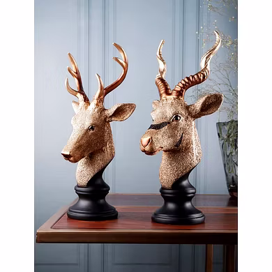 Elegant Deer Head Sculpture Set-12731905