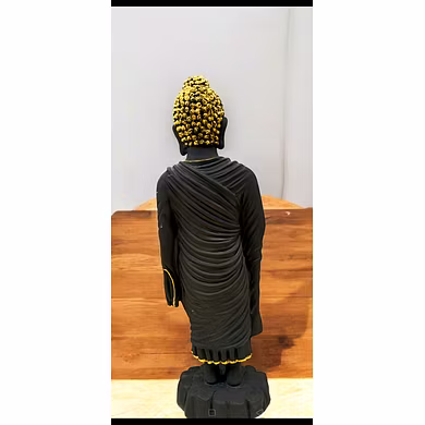 Elegant Black Standing Buddha Statue-2