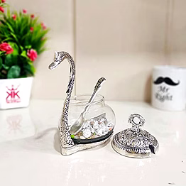 elegant silver-plated swan candy dish set