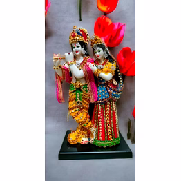 radha krishna colorful enamel statue