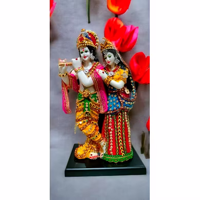 Radha Krishna Colorful Enamel Statue-MFN-28