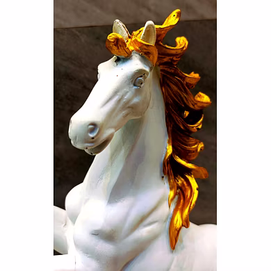 Majestic White Stallion Statue with Golden Accents-4