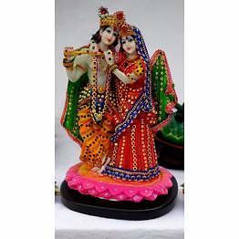 exquisite radha krishna figurine with rhinestone embellishments