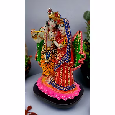 Exquisite Radha Krishna Figurine with Rhinestone Embellishments-1