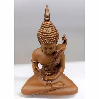 Tranquil Buddha with Peacock Statue-4