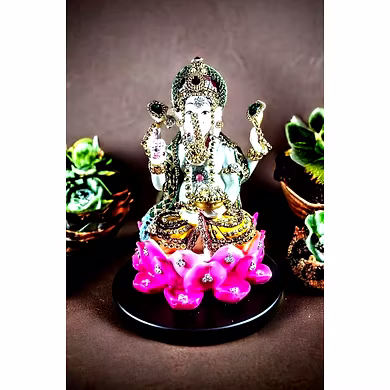 Vibrant Lakshmi Ganesha Pearl and Rhinestone Statue Set-2