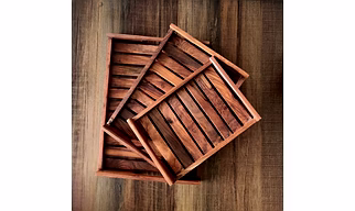 Rustic Wooden Serving Tray Set