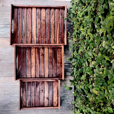 Rustic Wooden Serving Tray Set-3