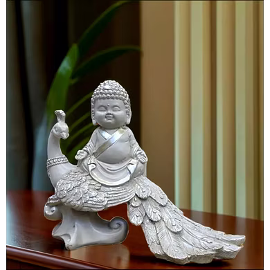 Tranquil Monk on Peacock Figurine-MFN-79