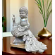Tranquil Monk on Peacock Figurine-2-sm