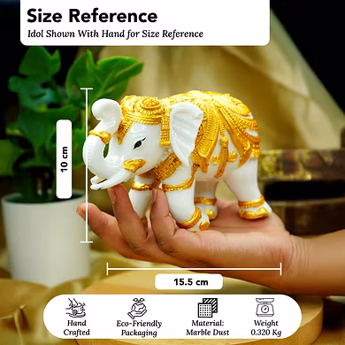 Regal White and Gold Elephant Figurine-1