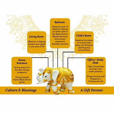 Regal White and Gold Elephant Figurine-4