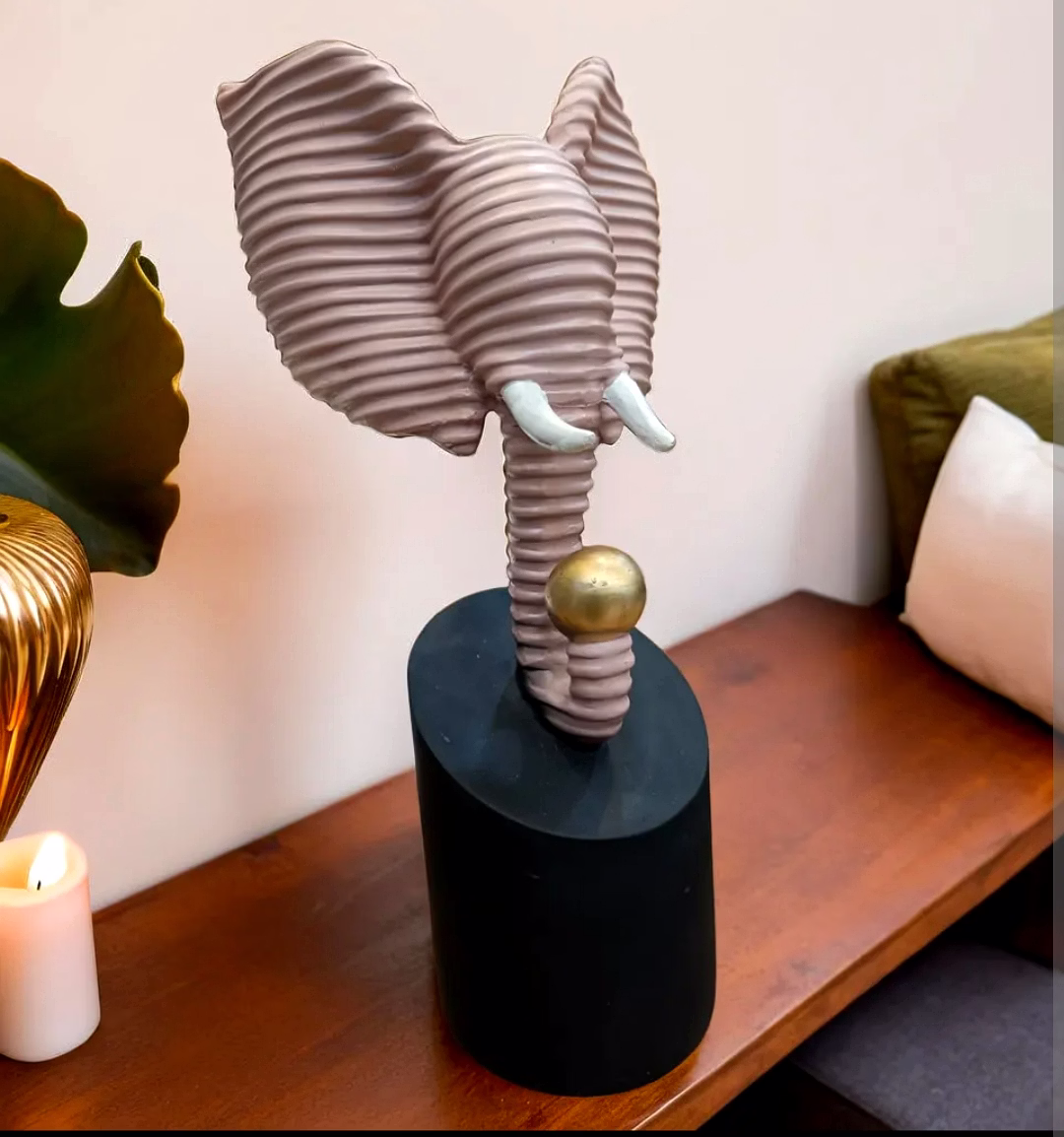 Elegant Ribbed Elephant Sculpture MFN-140 image 2