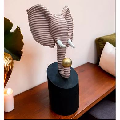 Elegant Ribbed Elephant Sculpture MFN-140-1