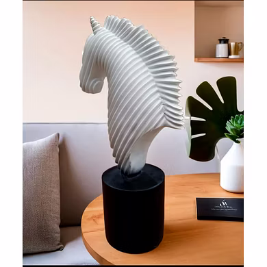 Modern Equine Elegance Ribbed Horse Statue MFN-148-3