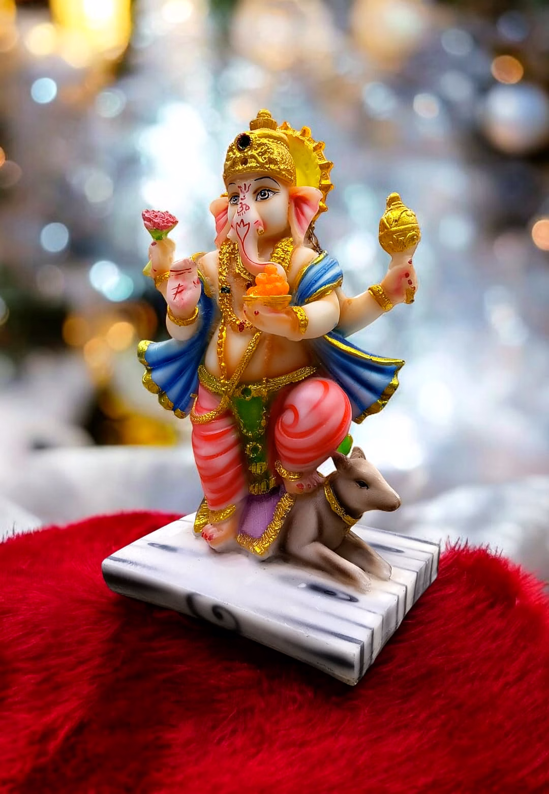 Lord Ganesha Idol Sitting on Mouse MFN-165 image 3